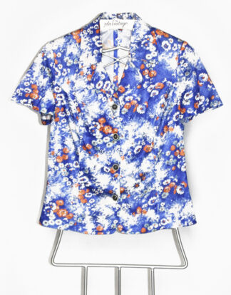 70's blouse wine red retro print design