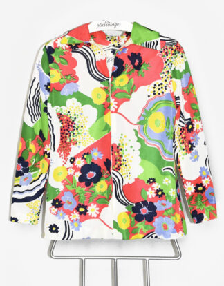 70's blouse vintage design colorful shapes and flowers