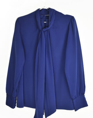 70's blouse elegant navy blue