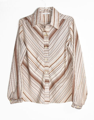 70's blouse diagonal brown lines retro design
