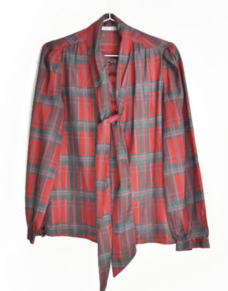 70's blouse red and black squares design