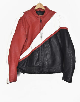 Black with red and white leather biker jacket - 60