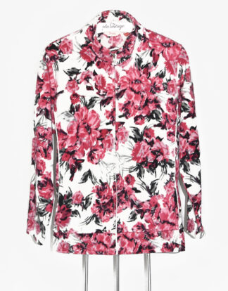 Pink and white flowers fleece jacket