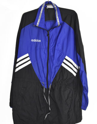 Adidas blue and black retro rain jacket