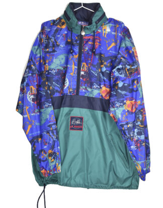 80's retro print rain jacket colorful - L