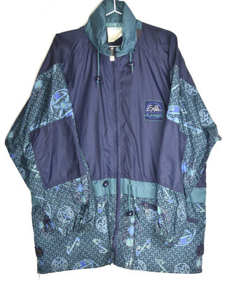 80's retro rain jacket colorful green and blue - 40