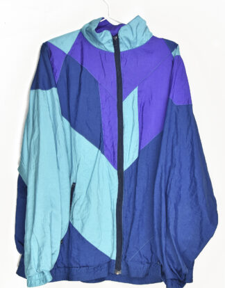 Vintage 80's bue purple shapes colorful summer jacket - L