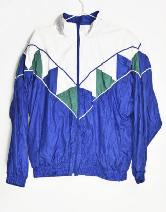Retro blue green and white shapes summer jacket - L