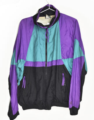 Vintage 80's purple green and black shapes summer jacket - M
