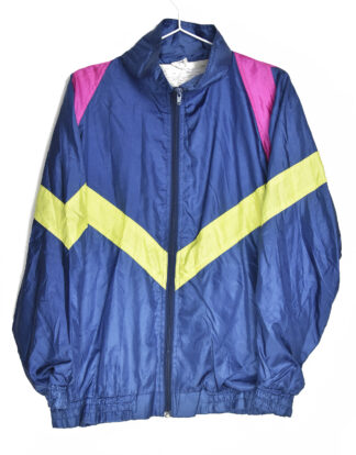 Retro blue yellow and pink shapes summer jacket - M