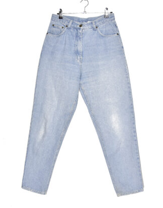 High waist distressed light blue jeans