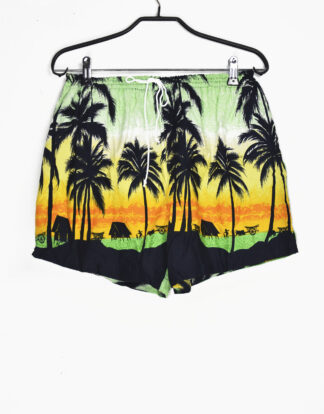 Colorful beach landscape vintage printed shorts - XL