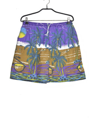 Beach and palms print retro shorts - XXL