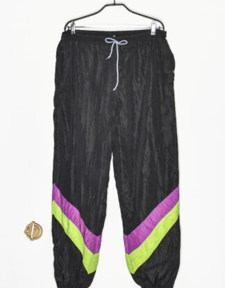 80's black with purple and green sport track pants - NA