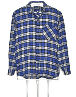 Blue grey and black checkered flannel shirt - M