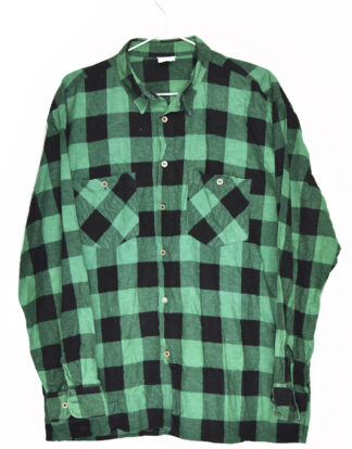 Green and black big checkered flannel shirt