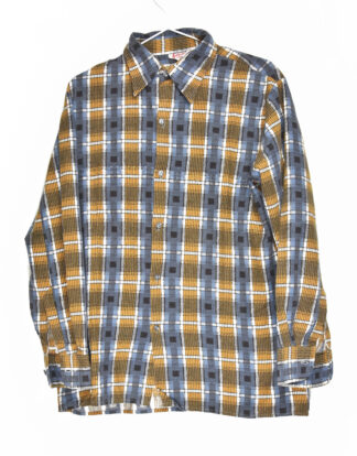 Blue and yellow checkered flannel shirt