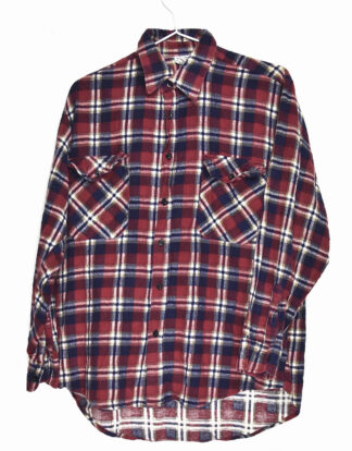 Blue white and red checkered flannel shirt - M