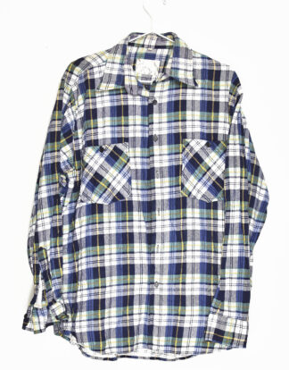 Blue red and white checkered flannel shirt - L