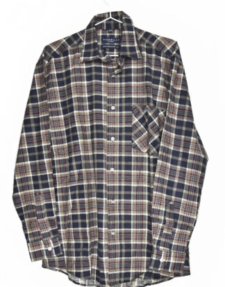 Dark grey and brown classic checkered flannel shirt - M