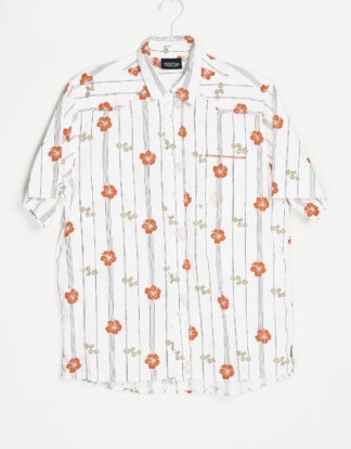 Hawaii white and green flowers design shirt