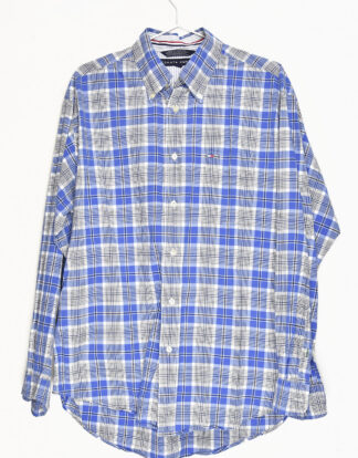 Tommy Hilfiger blue and grey check shirt - M
