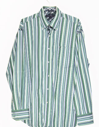 Tommy Hilfiger blue and green vertical lines shirt - L