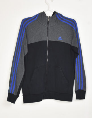 Adidas black grey and blue hoodie sweatshirt - L