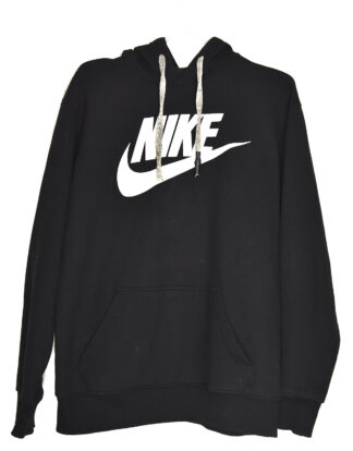 Nike white logo black hodded sweatshirt - M