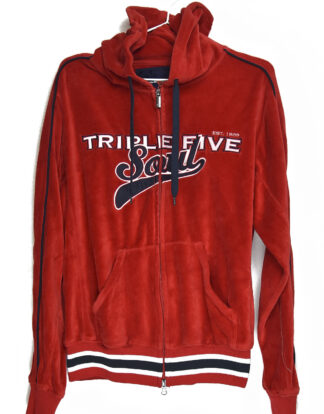 Triple Five Soul velvet red hodded sweatshirt