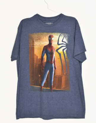 Spiderman design print blue t-shirt - L