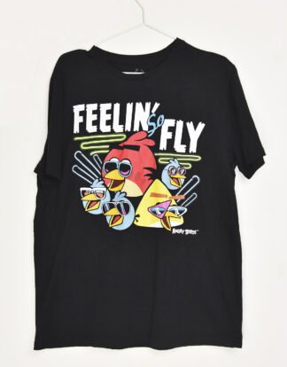 Angry Birds design print black t-shirt