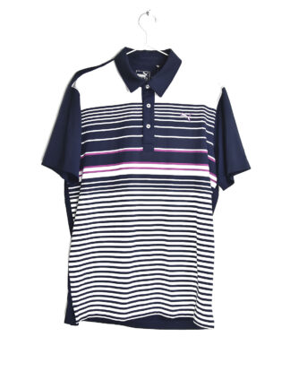 Puma vintage blue and white stripes polo t-shirt - M