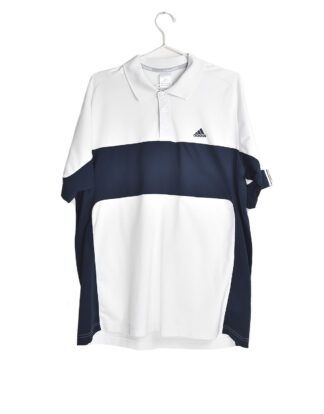 Adidas white and blue polo t-shirt - L