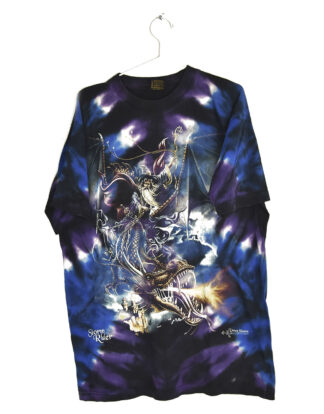 Tie dye magic and dragon print t-shirt - L