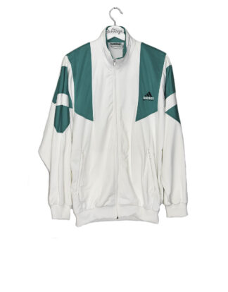 Adidas white and green retro sport jacket