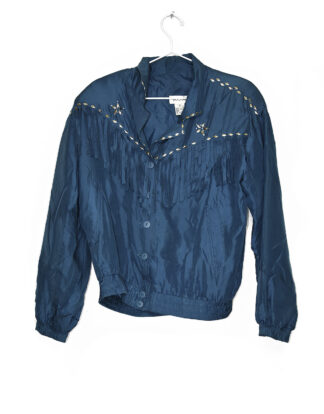 Blue silver details silk jacket - S