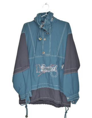 Retro blue and grey winter jacket - M