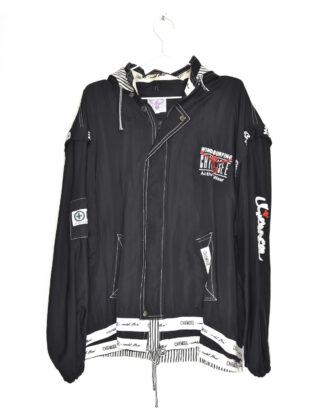 Black retro design winter jacket - L
