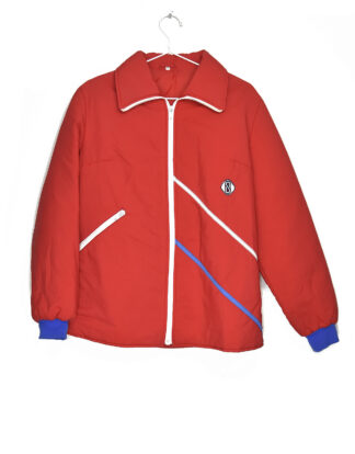 Red retro design winter jacket - 48
