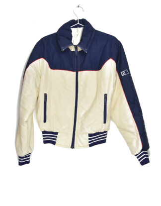 Retro cream and blue winter jacket - 52