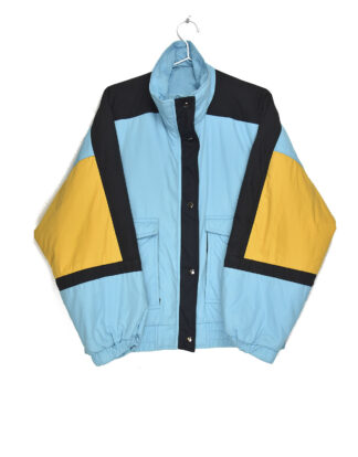 Retro blue and yellow winter jacket - 46