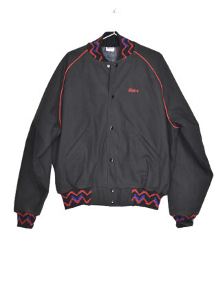 Retro design black and red winter jacket - XL
