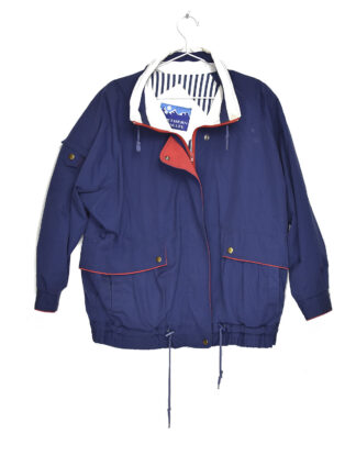 Retro blue and red winter jacket - M