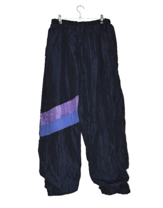 80's black with blue and purple sport track pants - XL
