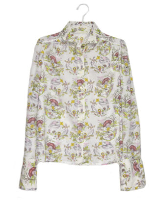 70's blouse kids comic print pattern design