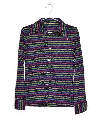 70's blouse horizontal colorful lines retro design