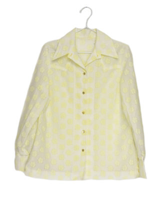 70's blouse light yellow flowers print