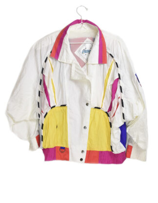 Vintage 80's white yellow and pink shapes summer jacket - M