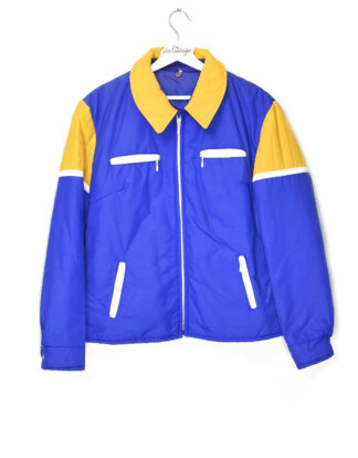 Retro blue and yellow winter jacket